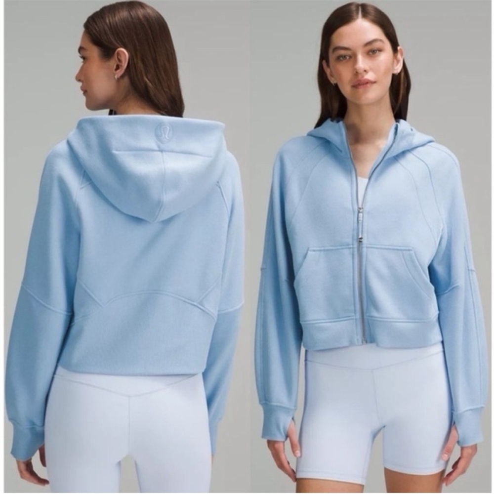 lululemon athletica Pale Blue Cropped Zip Hoodie